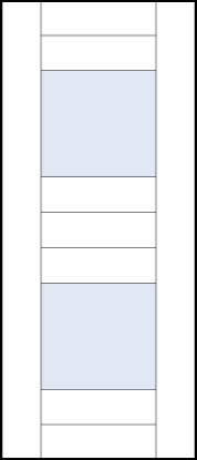 modern contemporary entry doors with seven center stacked rail design with two medium windows and wide stiles