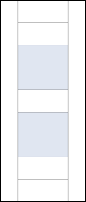 modern contemporary front door designs with five center rails, two glass panes separated by center rail and wide stiles