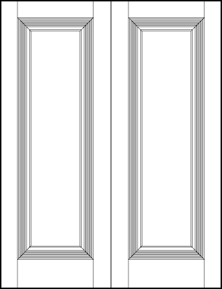 pair of custom stile and rail art deco interior doors with forced perspective decorative panels