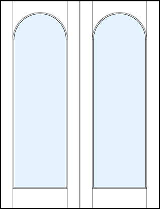 pair of interior glass french doors with one solid glass insert and radius top panel