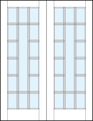 pair of interior glass french doors with center vertical true divided lites section