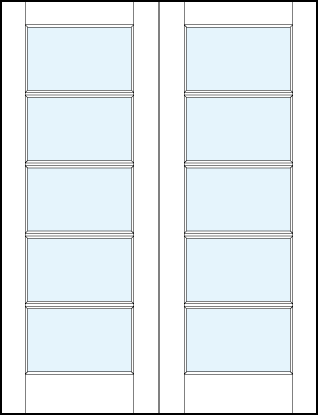 pair of modern front entry glass french doors with five horizontal true divided lites