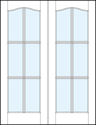 pair of glass center modern front entry french doors with 6 true divided lites and cathedral arch top