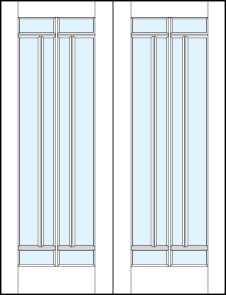 pair of modern interior french doors with large glass panel and true divided lites designs