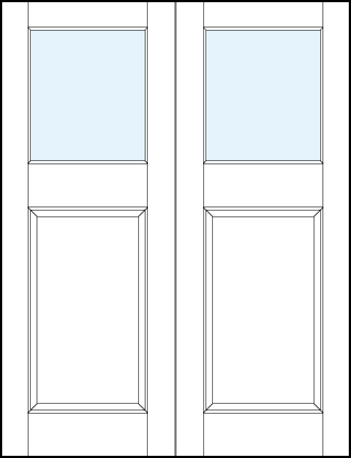 pair of interior glass panel doors to top with large rectangle bottom raised panel