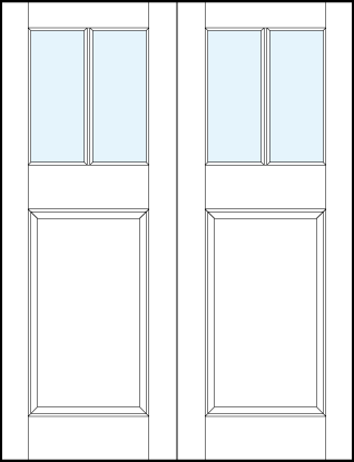 pair of interior glass panel doors small top panel with single vertical true divided lites