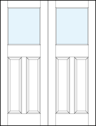 pair of interior panel doors with glass up top and tall dual bottom raised panels