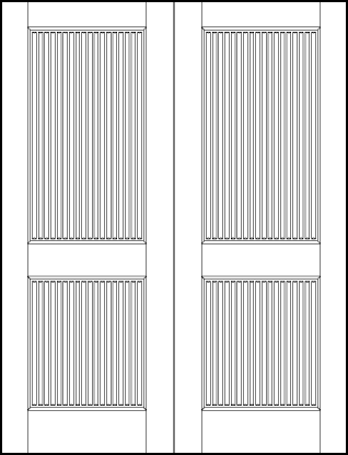 pair of stile and rail art deco custom interior doors with two vertical tambour panels