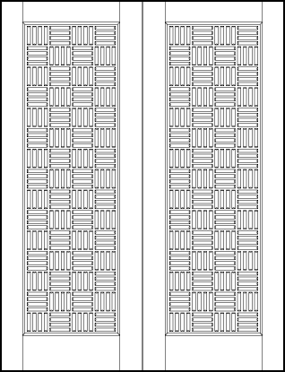 pair of custom art deco basket weave tambour interior door