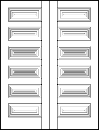 pair of custom art deco interior doors with six horizontal forced perspective tambour panels