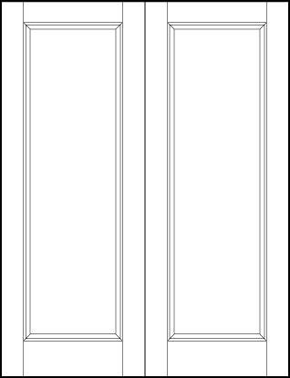 pair of front entry custom panel doors with sunken central rectangle panel