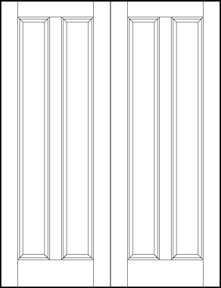 pair of front entry custom panel doors with two sunken central rectangle panels