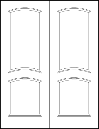 pair of interior custom panel doors with two arched central sunken panels