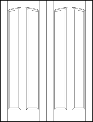 pair of front entry custom panel doors with two sunken central rectangle panels with curved top arch