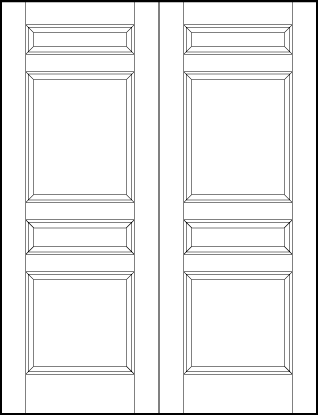 pair of front entry flat panel doors with two rectangle and two square sunken panels