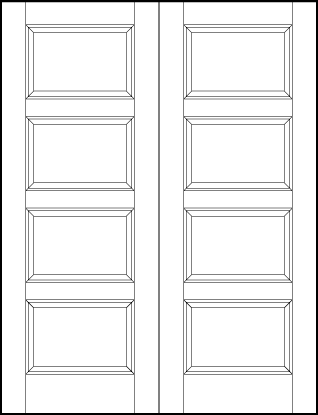 pair of interior flat panel doors with four equal sized rectangle sunken panels