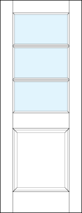 front entry glass panel doors with large raised bottom panel and two horizontal true divided lites on glass