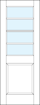 front entry glass panel doors with large raised bottom panel and three horizontal true divided lites on glass