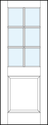 interior glass panel doors with large raised bottom panel and crossing true divided lites for six sections