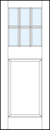 front entry glass panel doors with glass small top panel with crossing true divided lites making six sections