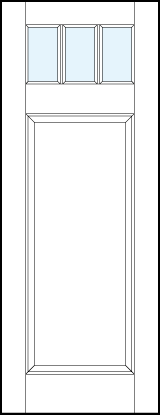 front entry glass panel doors with glass panel at top with dual vertical true divided lites