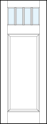 front entry glass panel doors with glass panel at top with three vertical true divided lites