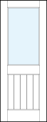 front entry glass panel doors with glasstop panel and small raised bottom panel with vertical slats