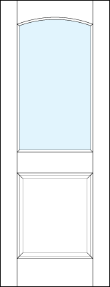 front entry panel doors with glass top with curved arch & medium raised bottom panel