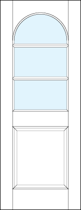 front entry raised panel doors with glass with half circle arched top with dual horizontal true divided lites