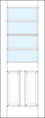 front entry glass panel doors with dual bottom raised panel and three horizontal true divided lites