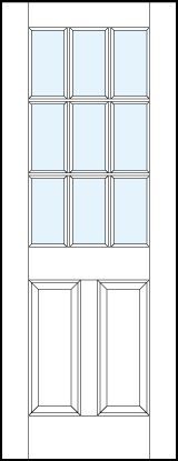 interior glass panel doors with dual bottom raised panel and nine section true divided lites