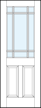 front entry glass panel doors with dual bottom raised panel and outside border true divided lites