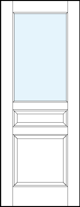 front entry panel doors with glass and bottom and small center raised panels