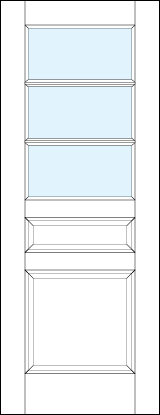 front entry panel doors with glass and bottom and small center raised panels and two horizontal true divided lites