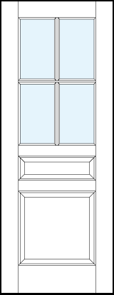 interior panel doors with glass and bottom and small center raised panels and cross true divided lites