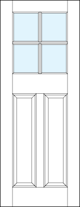 interior panel doors with glass up top and tall dual bottom raised panels and cross true divided lites