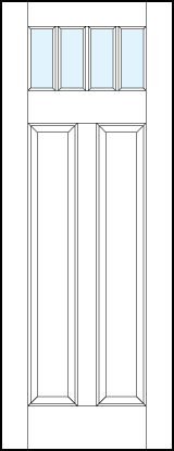 interior panel doors with glass up top and tall dual bottom raised panels and three small true divided lites