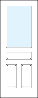 interior panel doors with glass interior top panel, dual bottom and center raised panels