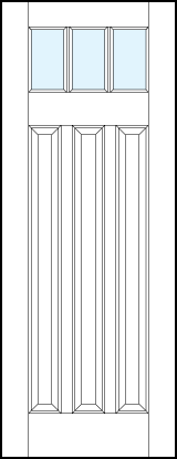 interior panel doors with glass top, three tall bottom vertical raised panels and two true divided lites