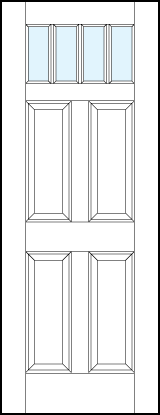interior panel doors with glass top panel with four tall raised panels with four true divided lites