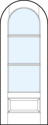 radius top modern interior french doors with three horizontal true divided lites and bottom raised panel