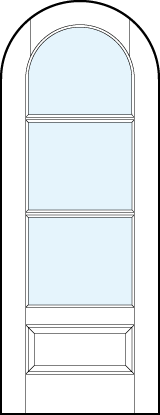 radius top modern front entry french doors with three horizontal true divided lites and bottom raised panel