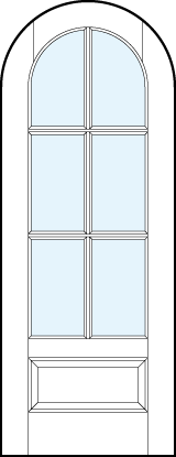 radius top custom interior glass french doors with six true divided lites and bottom panel