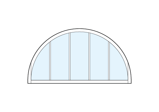radius top front entry custom transom window with five vertical true divided lites