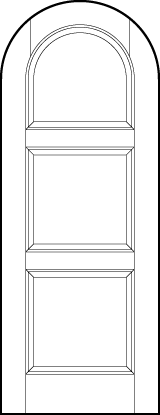 radius top interior flat panel door with three square sunken panels with half circle top
