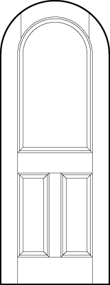 radius top front entry flat panel door vertical rectangle on top and two parallel vertical rectangles on bottom