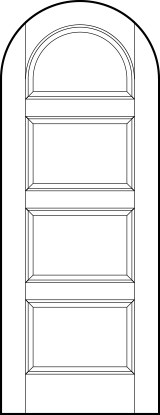 radius top stile and rail front entry wood doors with four horizontal panels