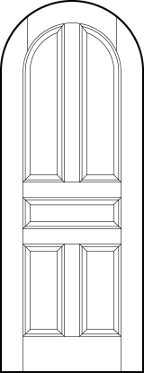 radius top stile and rail interior wood doors with four vertical and center horizontal sunken panels