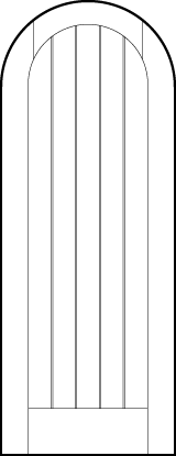 radius top tongue and groove interior door with six vertical parallel v-groove cuts