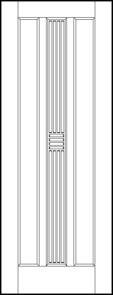 stile and rail art deco custom interior doors with three vertical narrow panels with partial tambour 